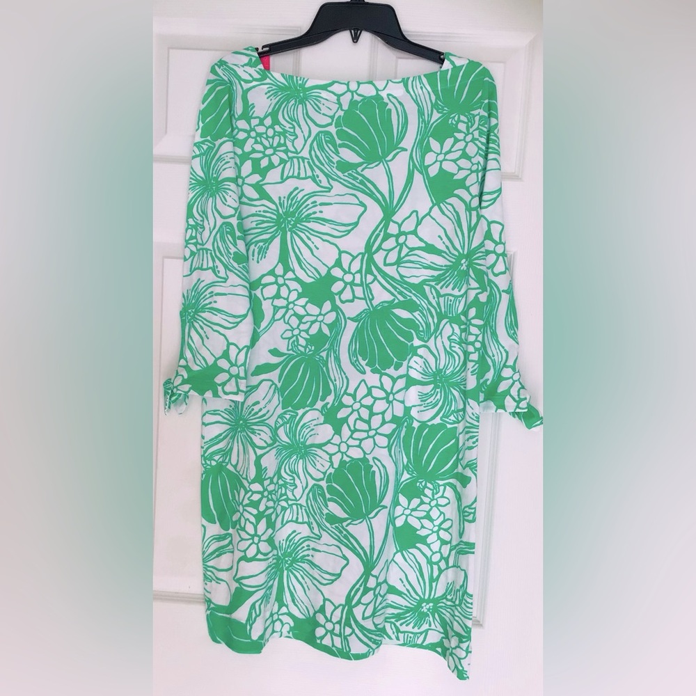 Lilly Pulitzer Dress Lidiya Boat Neck Spearmint Oversized Kiss My Tulips - Picture 4 of 12